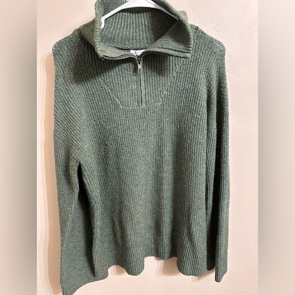 Maurices Zip Collar Sweater Green Women’s Small Cozy Soft Knit